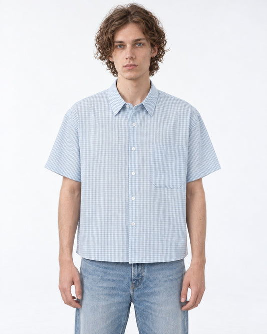 Micro-Check Boxy Short Sleeve Shirt