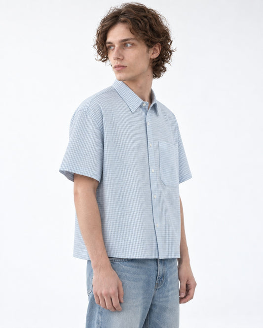 Micro-Check Boxy Short Sleeve Shirt