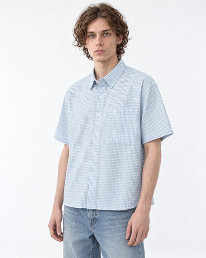 Micro-Check Boxy Short Sleeve Shirt