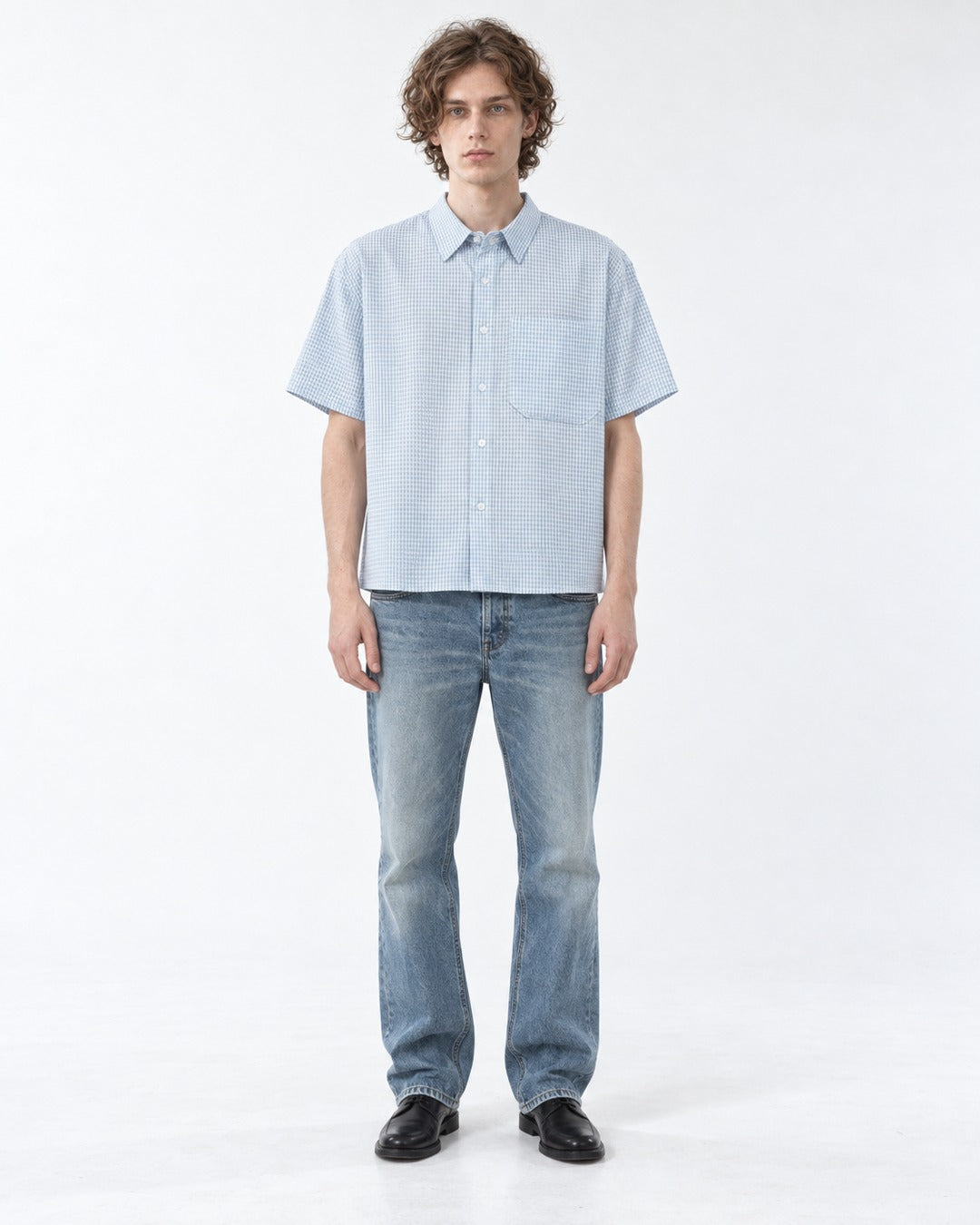 Micro-Check Boxy Short Sleeve Shirt