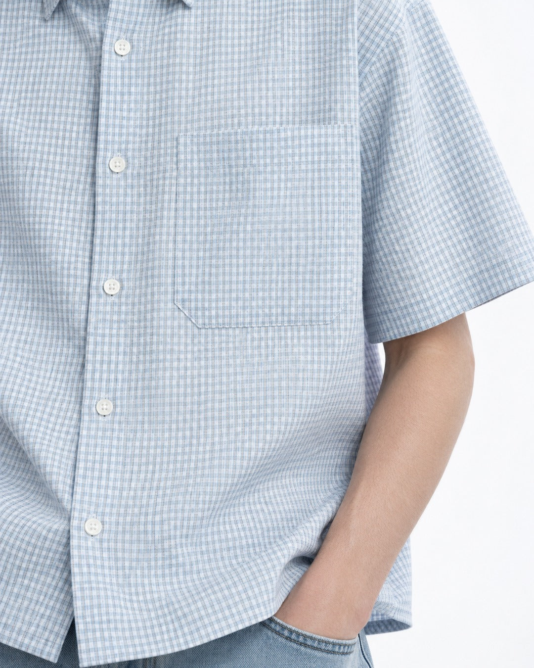 Micro-Check Boxy Short Sleeve Shirt
