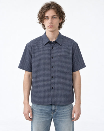 Micro-Check Boxy Short Sleeve Shirt