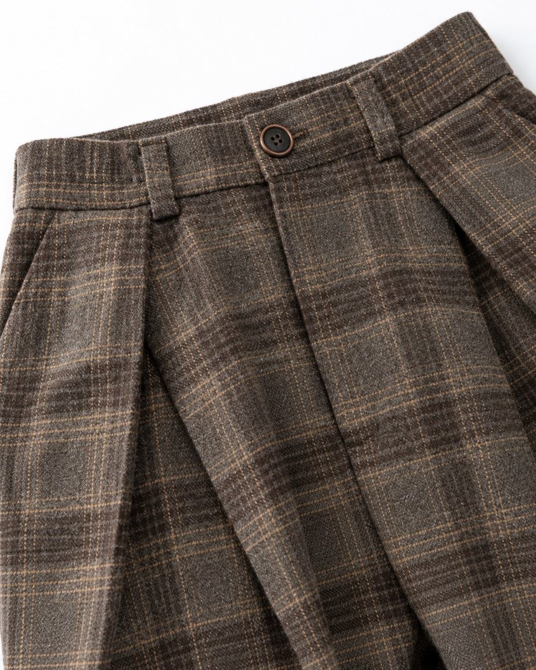 Plaid Pleated Wide-Leg Trousers