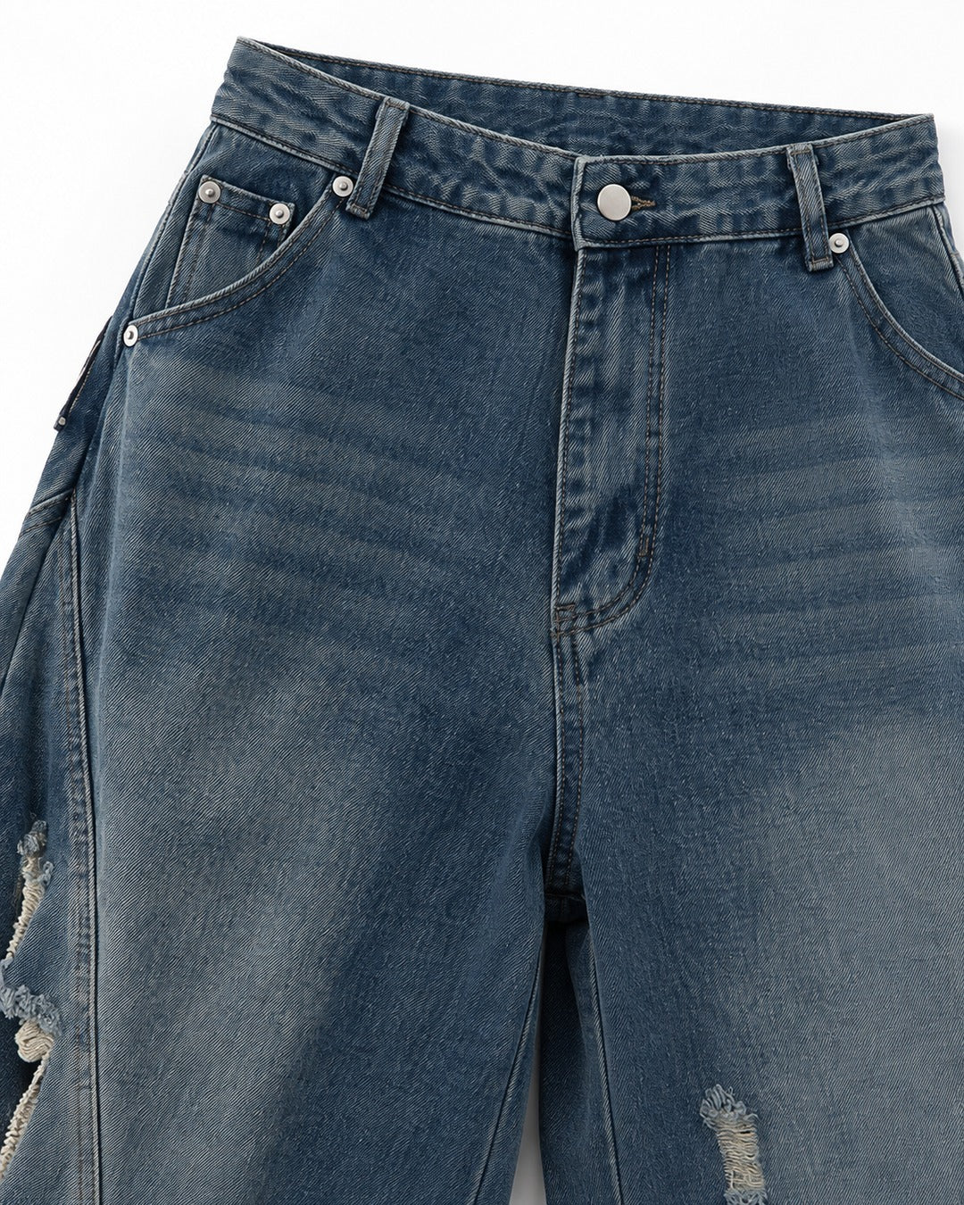 Curved-Panel Cuffed-Hem Jeans
