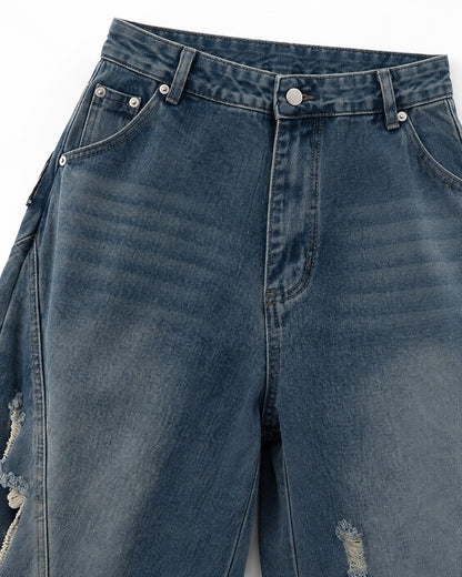 Curved-Panel Cuffed-Hem Jeans