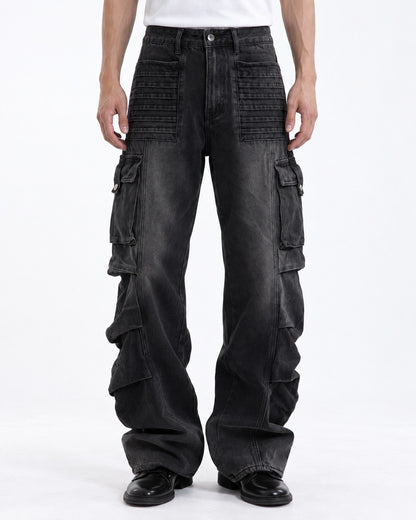 Pintuck-Panel Ruched Cargo Pants