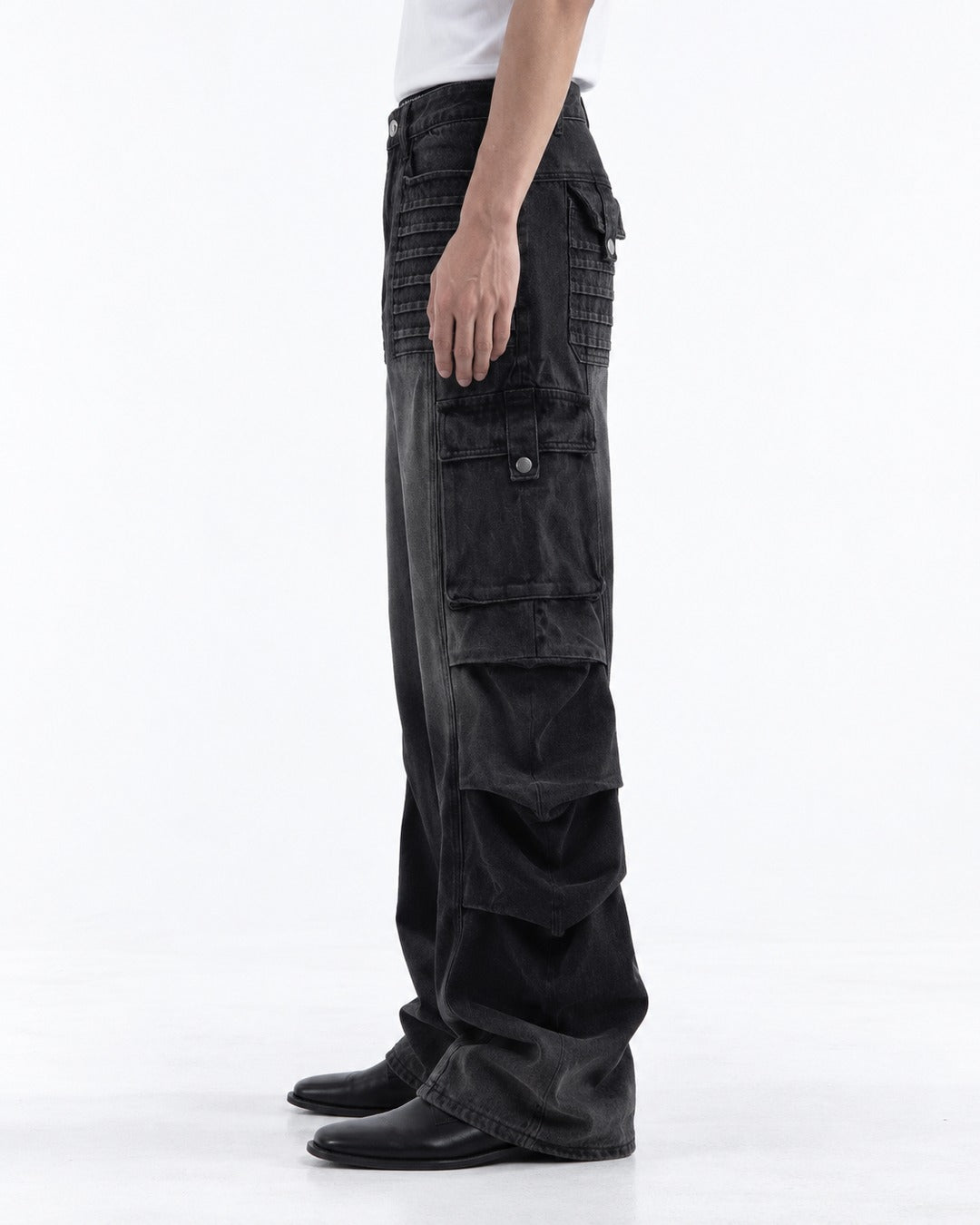 Pintuck-Panel Ruched Cargo Pants