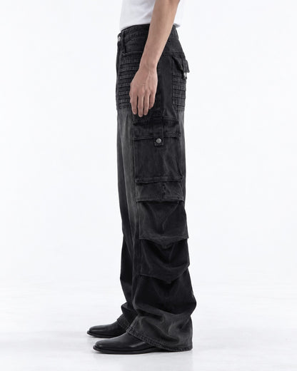 Pintuck-Panel Ruched Cargo Pants