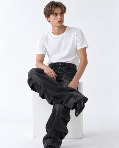 Pintuck-Panel Ruched Cargo Pants