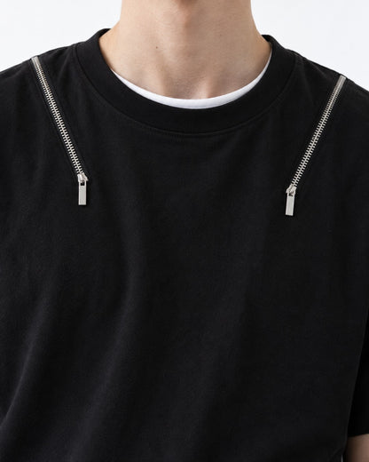 Tee with Zipper-Pull Neckline Detail