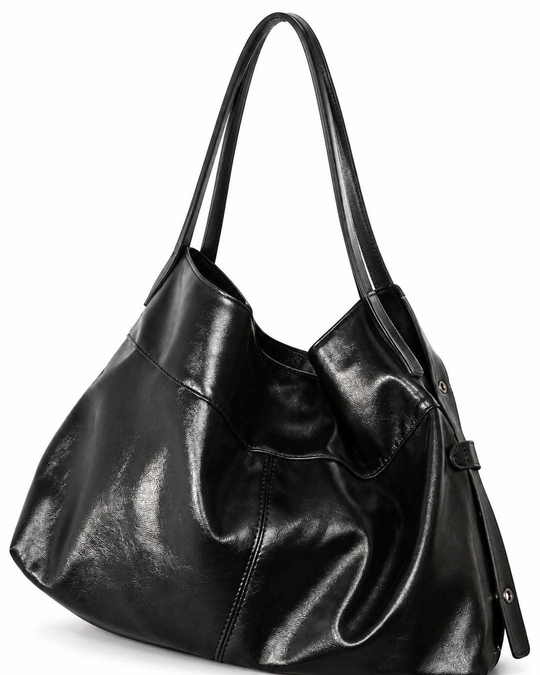 Slouchy Buckle-Strap Hobo Bag