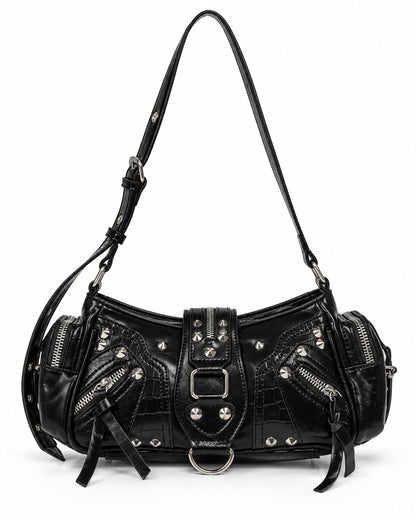 Dome-Stud Buckle-Flap Shoulder Bag