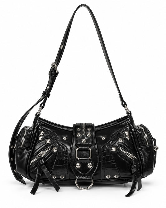 Dome-Stud Buckle-Flap Shoulder Bag