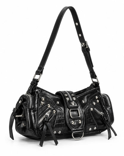 Dome-Stud Buckle-Flap Shoulder Bag
