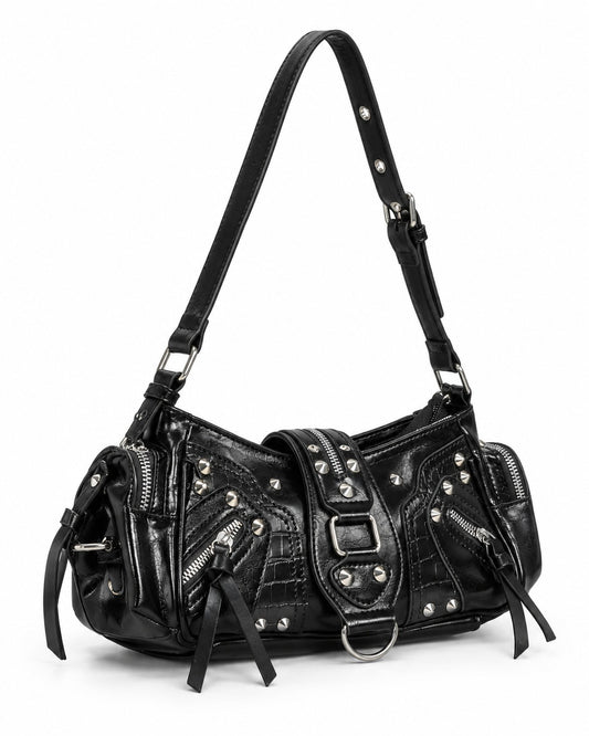 Dome-Stud Buckle-Flap Shoulder Bag