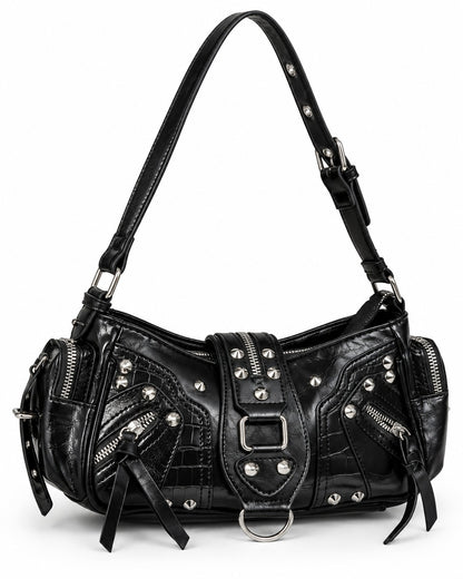 Dome-Stud Buckle-Flap Shoulder Bag