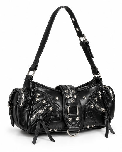 Dome-Stud Buckle-Flap Shoulder Bag