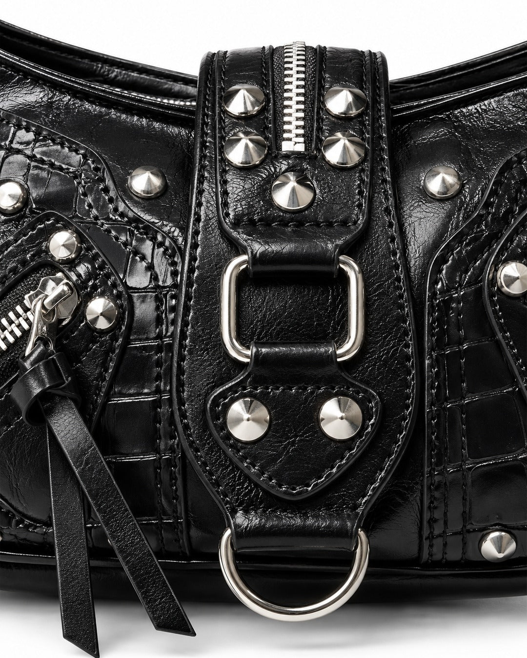 Dome-Stud Buckle-Flap Shoulder Bag