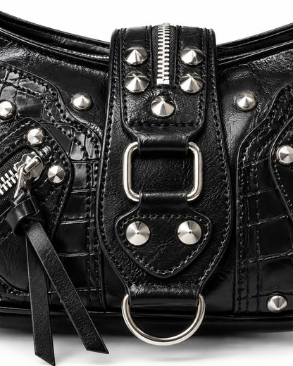 Dome-Stud Buckle-Flap Shoulder Bag