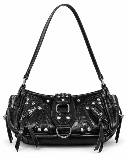 Dome-Stud Buckle-Flap Shoulder Bag