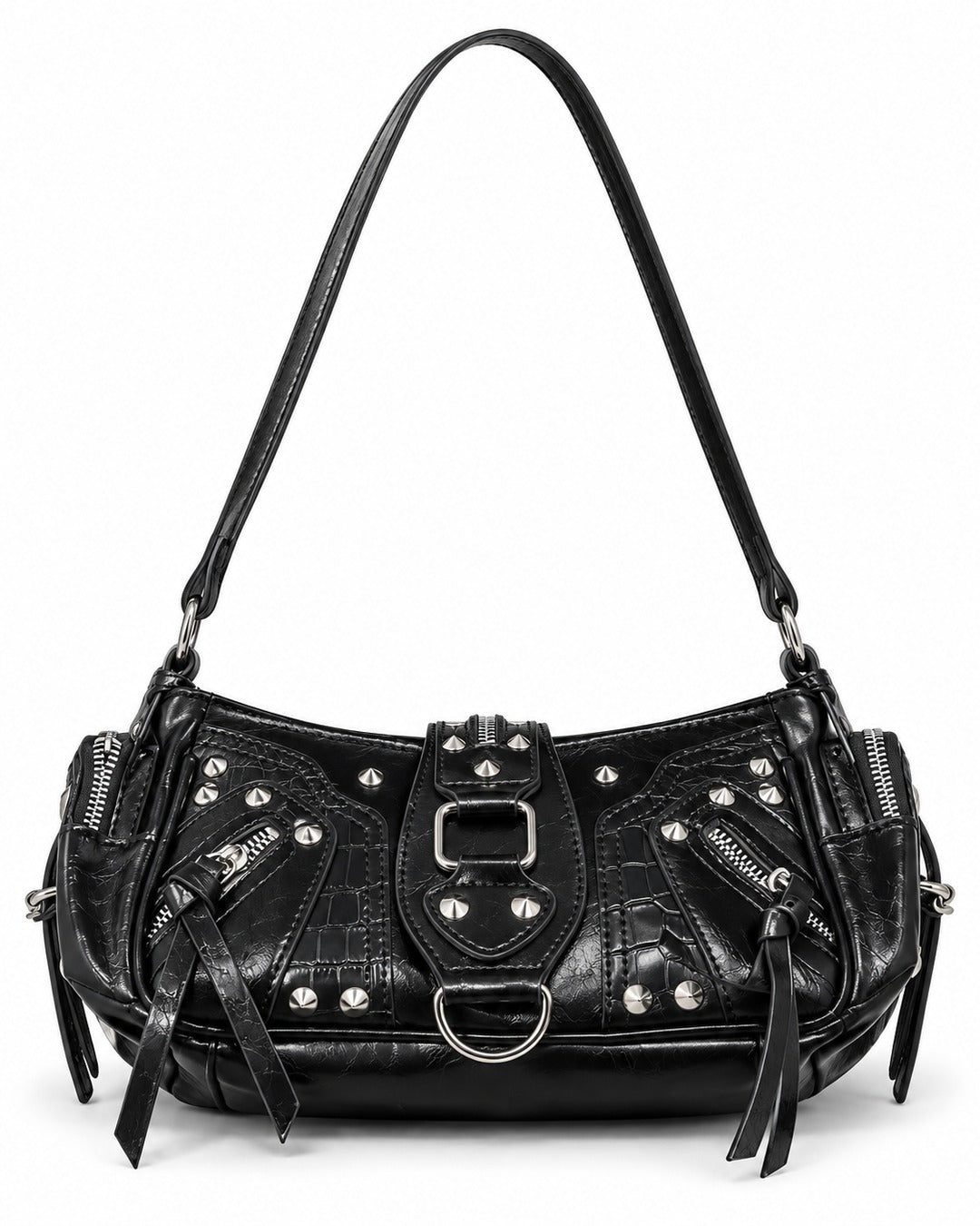 Dome-Stud Buckle-Flap Shoulder Bag