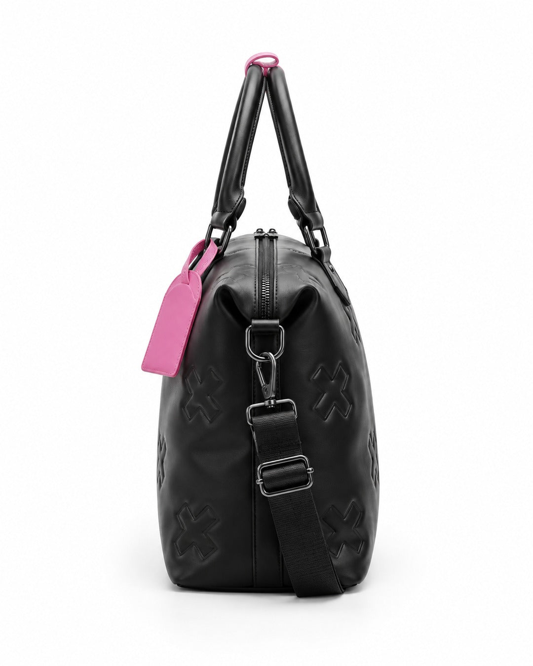 Cross-Patch Zip Duffel Tote Bag