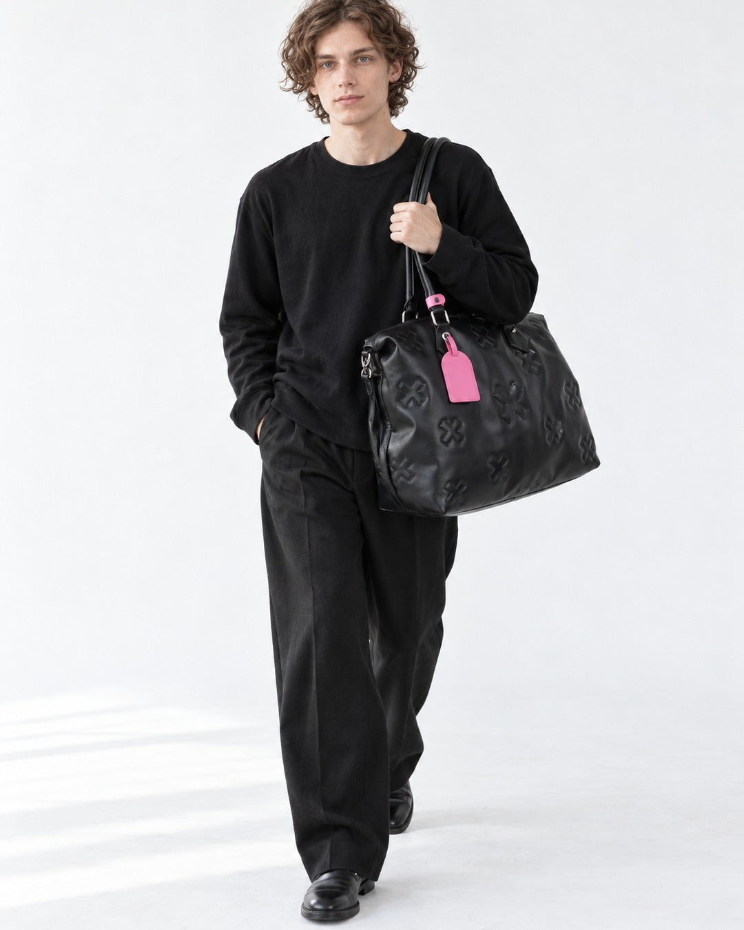 Cross-Patch Zip Duffel Tote Bag