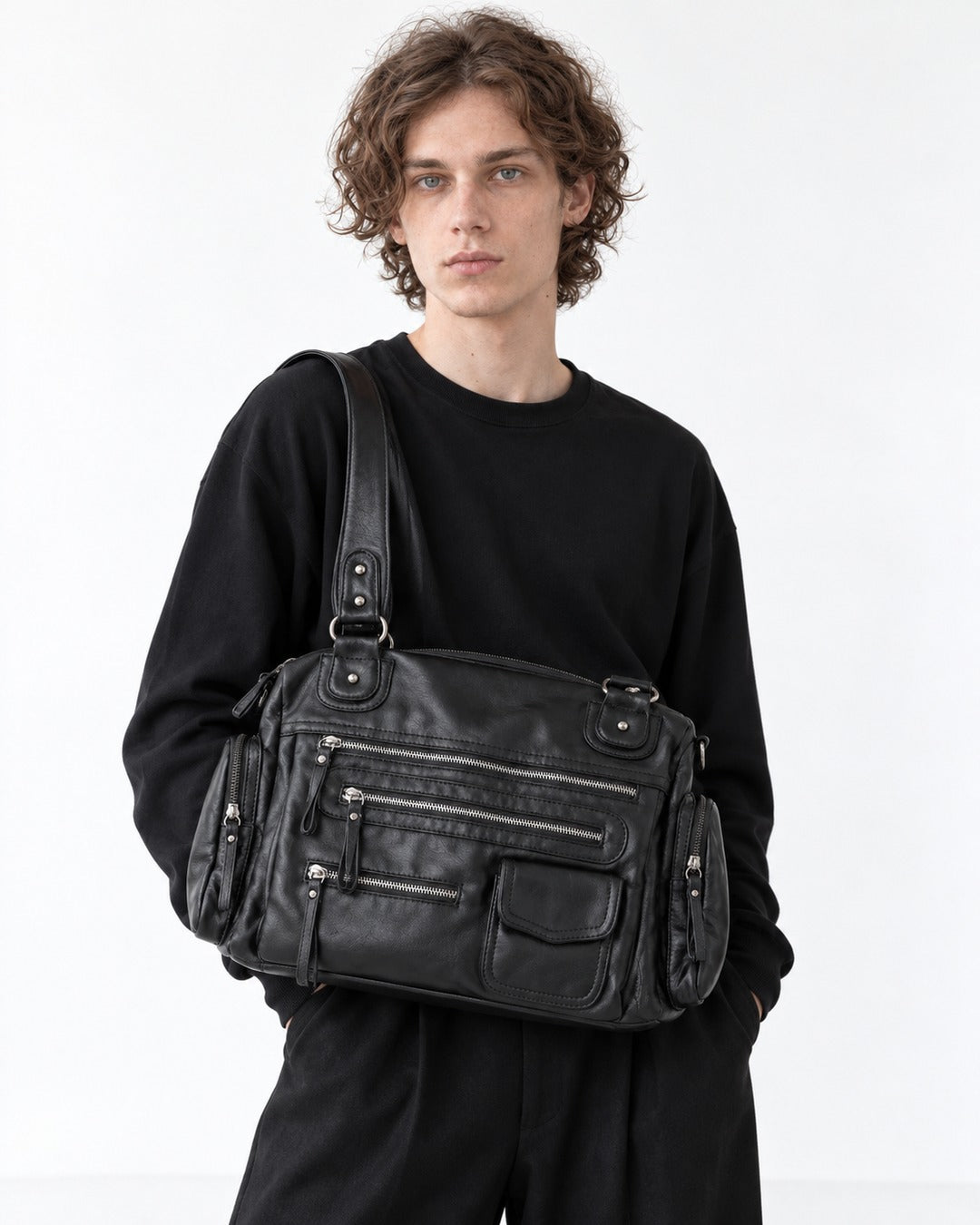 Multi-Pocket Zip Tote Bag