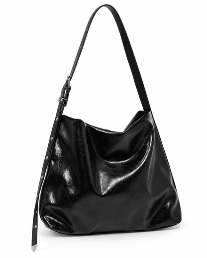 Studded Buckle-Strap Hobo Bag