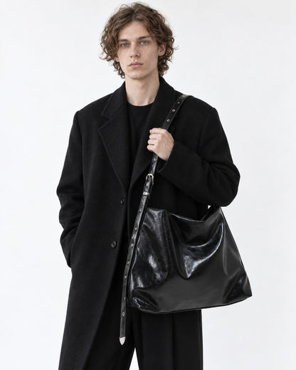 Studded Buckle-Strap Hobo Bag