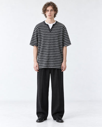 Striped Henley V-Neck Tee