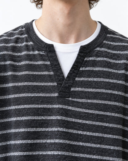 Striped Henley V-Neck Tee
