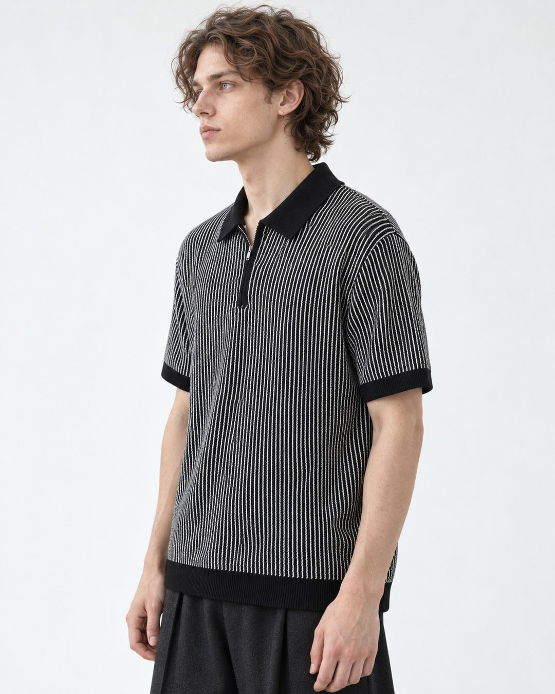 Cable-Knit Polo