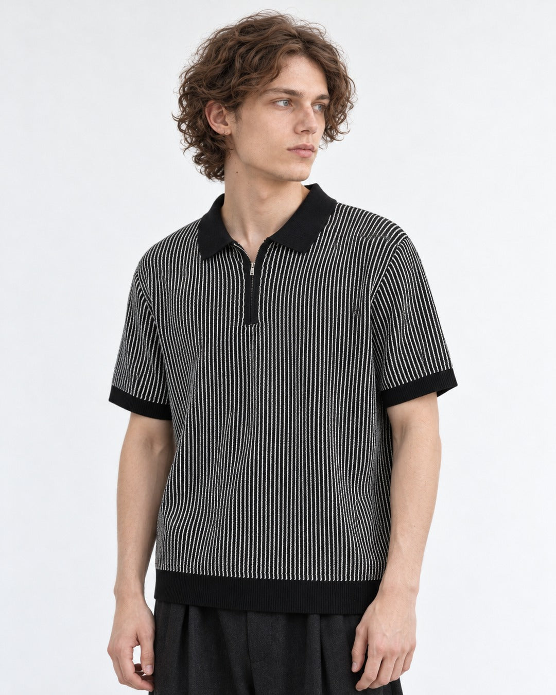 Cable-Knit Polo