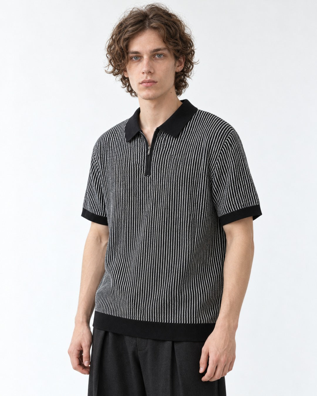 Cable-Knit Polo