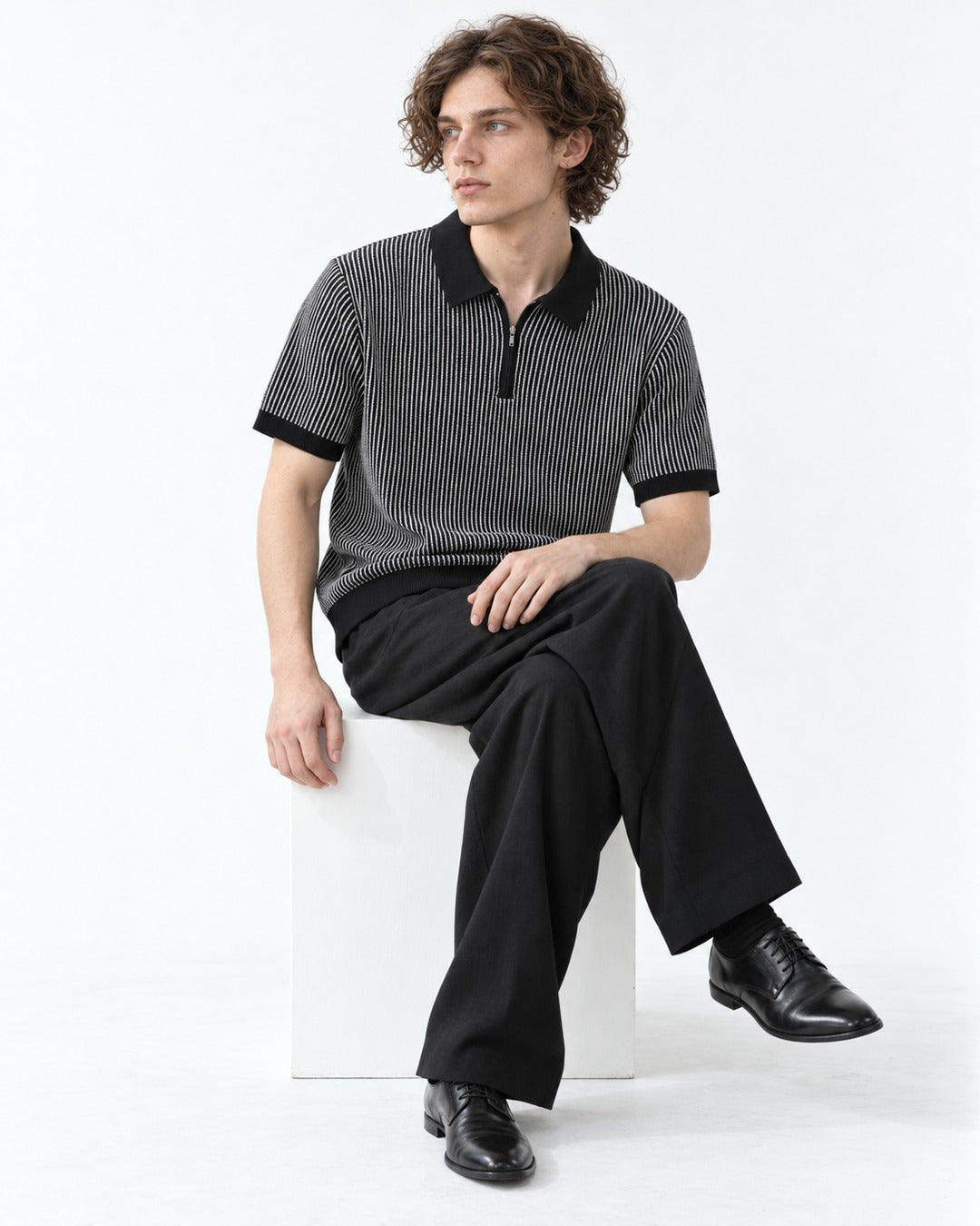 Cable-Knit Polo