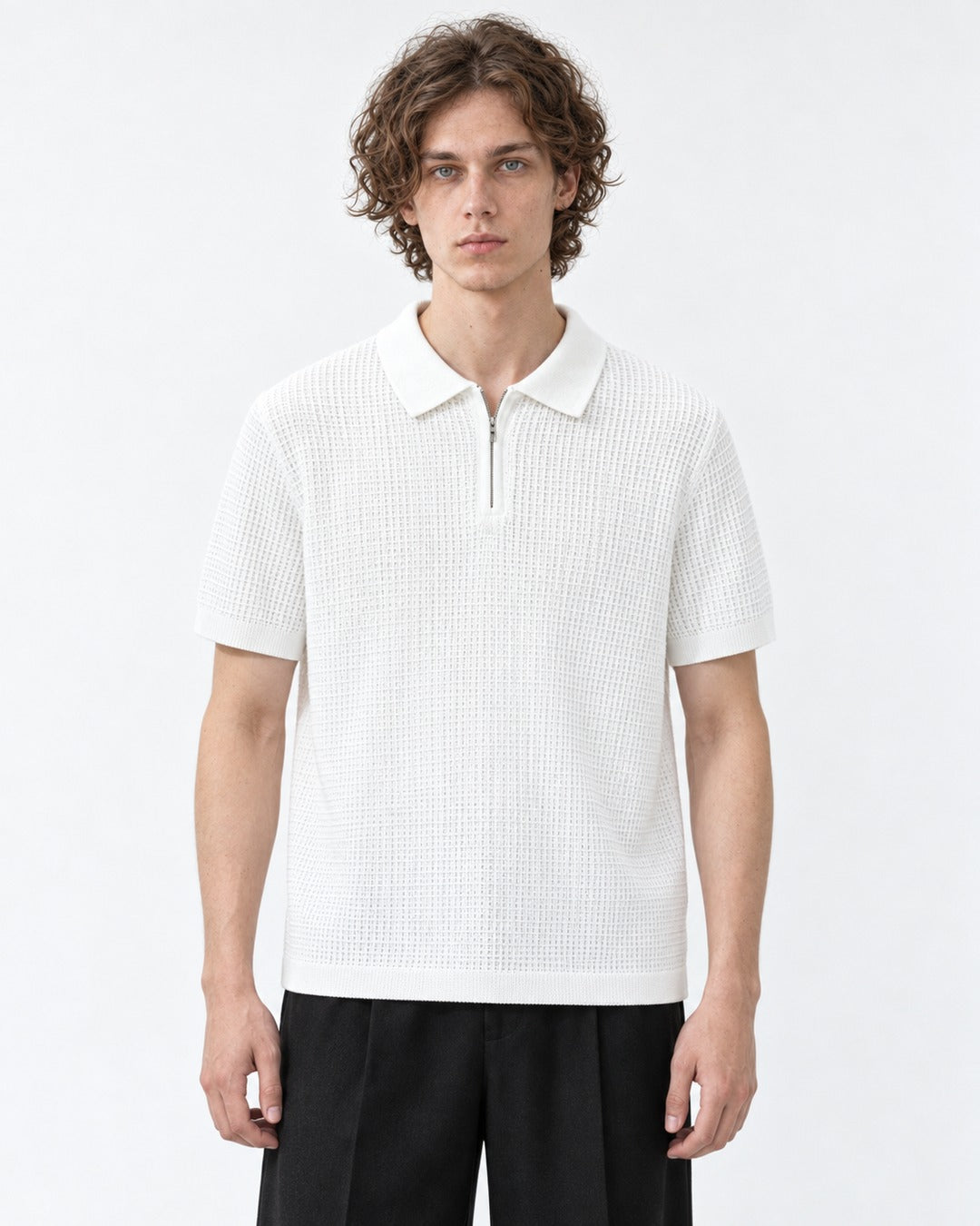 Cable-Knit Polo