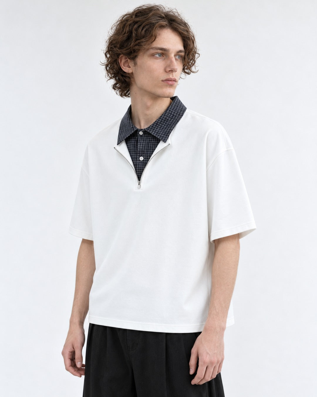 Half-Zip Top with Contrast Collar