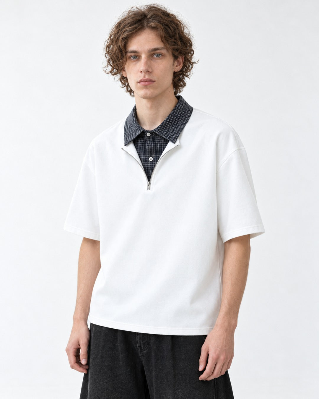 Half-Zip Top with Contrast Collar