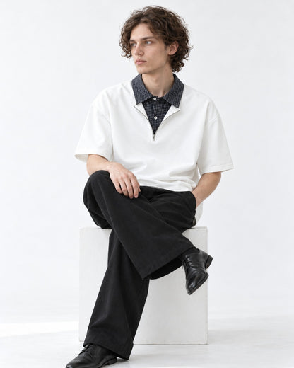 Half-Zip Top with Contrast Collar