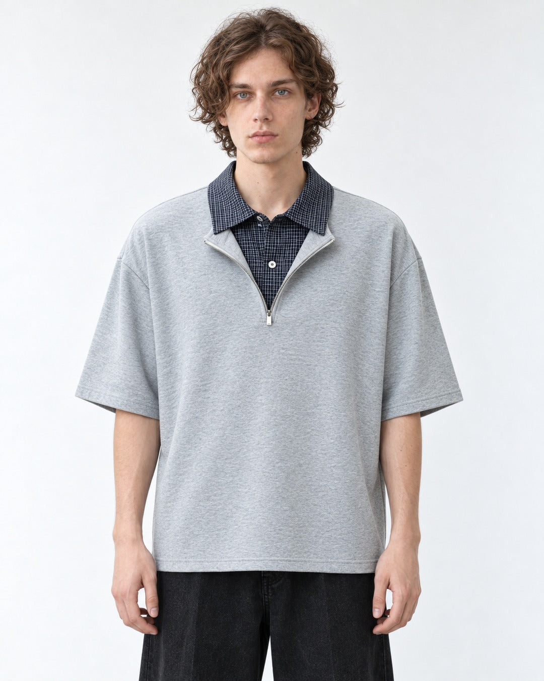 Half-Zip Top with Contrast Collar