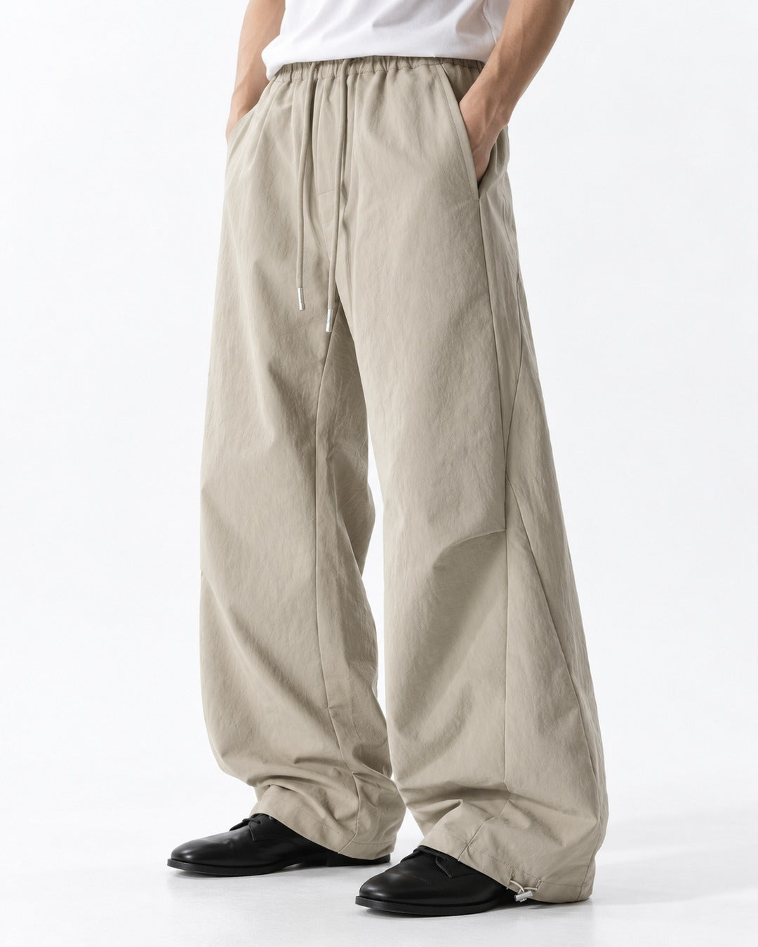 Drawstring Ankle-Cinch Parachute Pants
