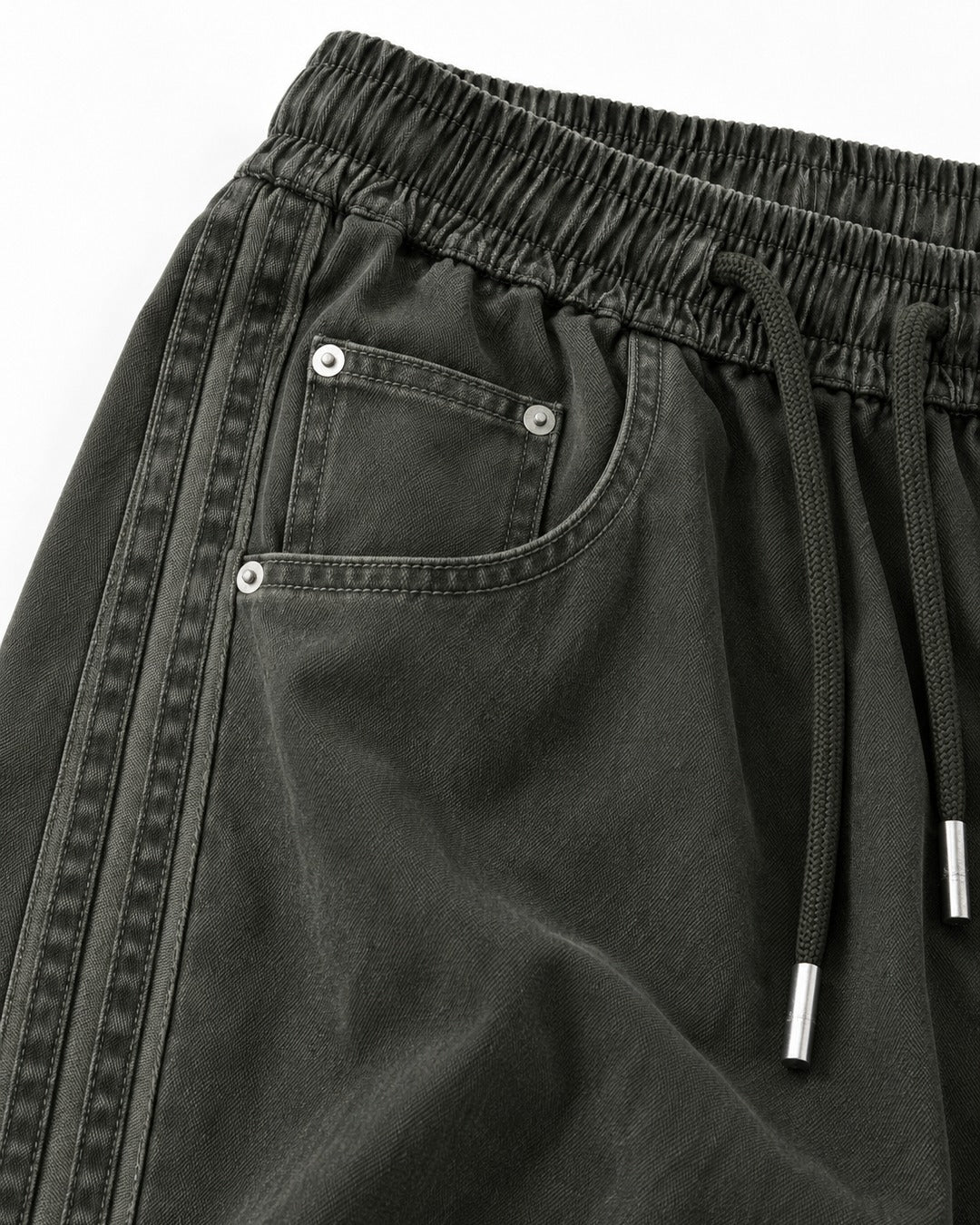 Braided Side-Stripe Wide-Leg Pants