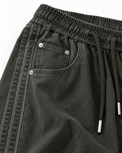 Braided Side-Stripe Wide-Leg Pants