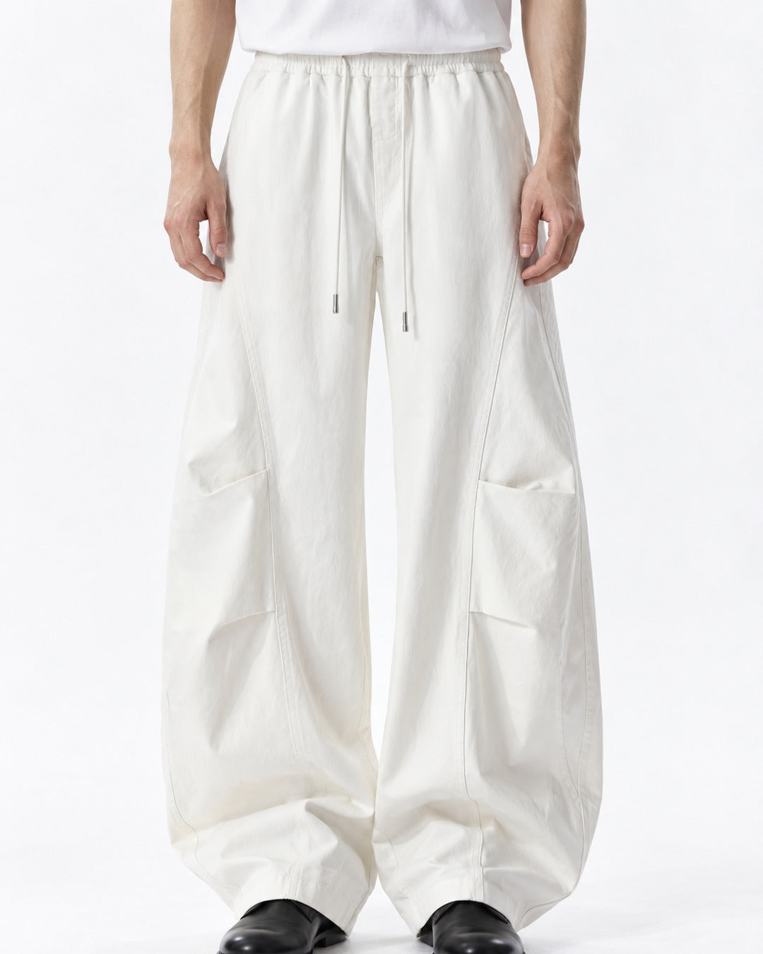 Drawstring Diagonal-Pocket Balloon Pants