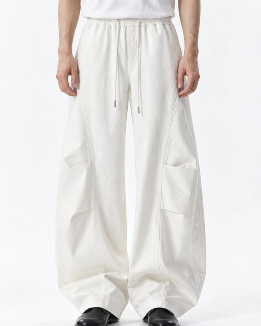 Drawstring Diagonal-Pocket Balloon Pants