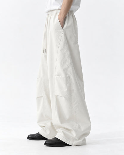 Drawstring Diagonal-Pocket Balloon Pants