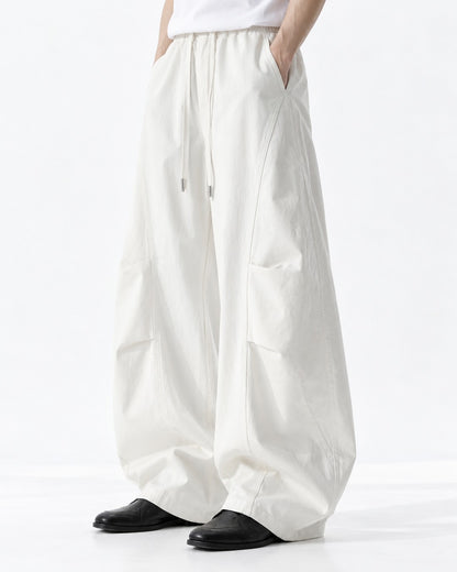 Drawstring Diagonal-Pocket Balloon Pants