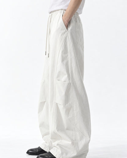 Drawstring Diagonal-Pocket Balloon Pants