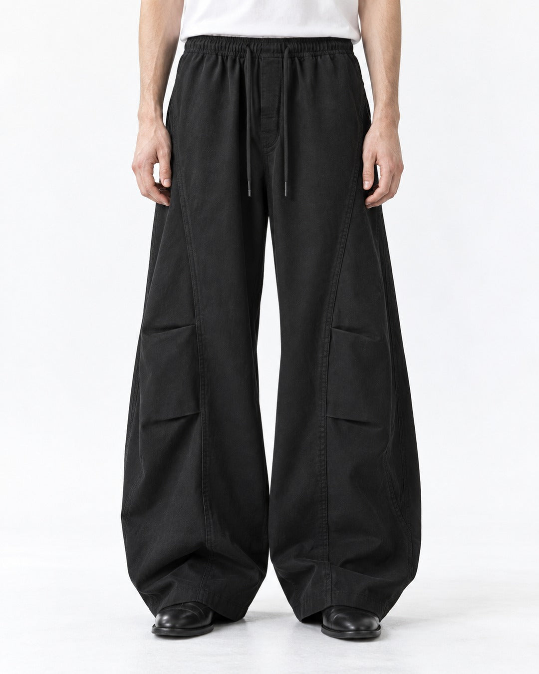 Drawstring Diagonal-Pocket Balloon Pants